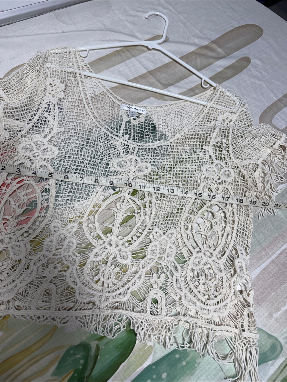 Roommates Cream Crochet Fringe Overlay Top large - Picture 6 of 6